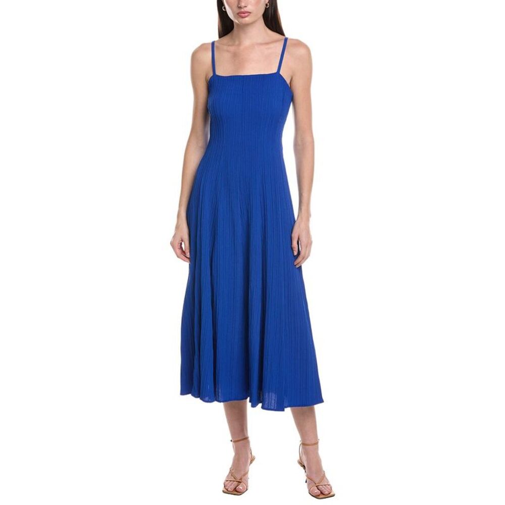 Maison Tara Womens Variegated Stripe Midi Dress, Blue